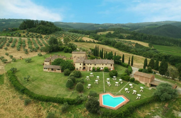 Glance of Towers Resort with villas and winery, San Gimignan...